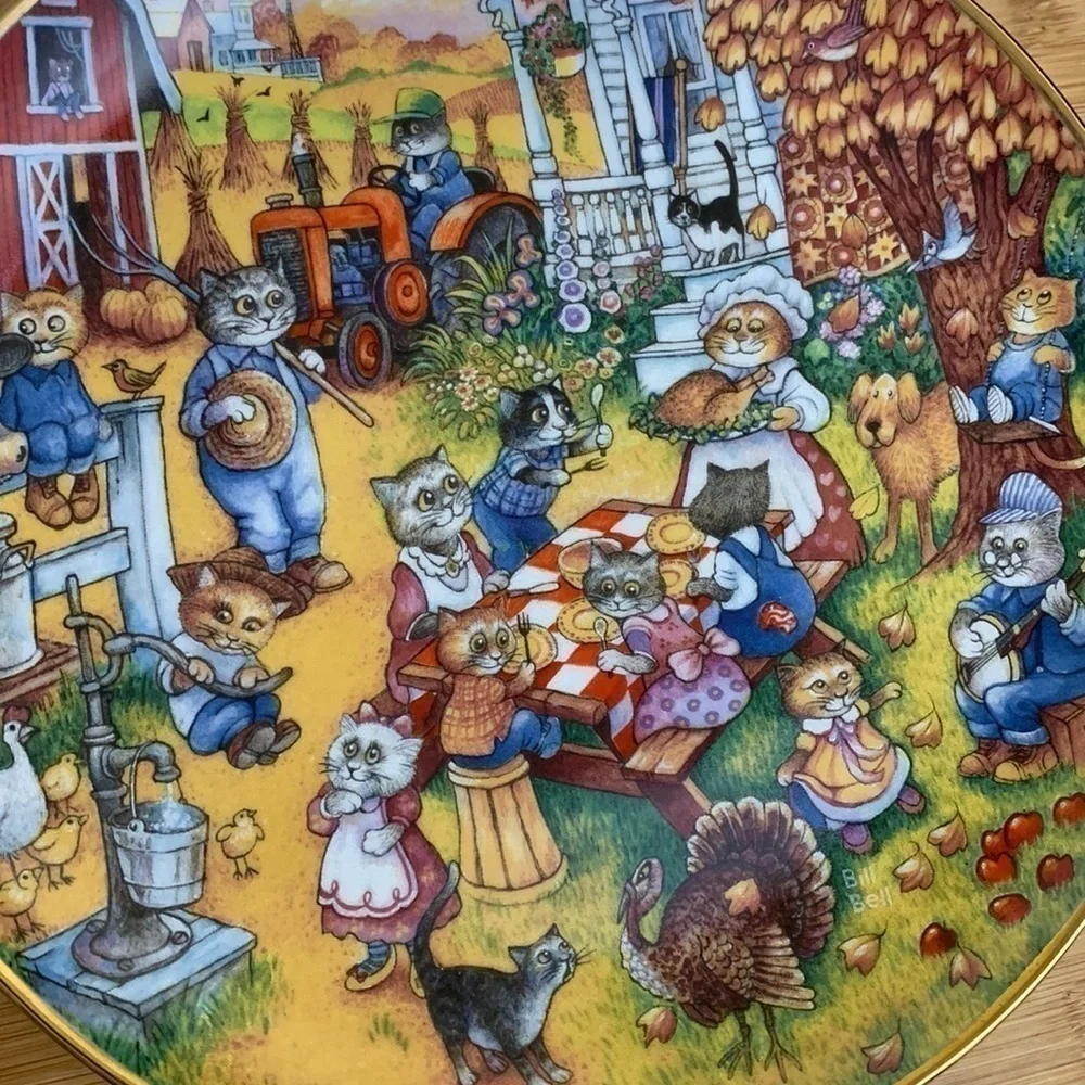 Franklin Mint | A Purrfect Feast Limited Edition Porcelain LD4724 24k Trim Plate